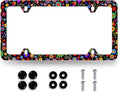 Abstract Flowers License Plate Frame Bright Colorful Art Floral License Plate Stainless Steel Flowers Car Accessory Funny License Plate Decoration Women Size 12.2" x 6.2" with Screws