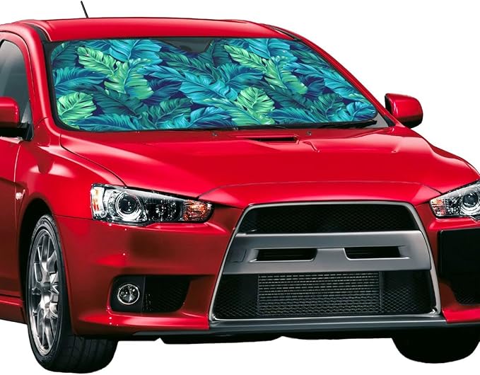 Tropical Leaves Car Windshield Sunshade Front Window Sun Visor Protector Foldable Shield Cover for Truck SUV