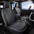 GIANT PANDA Customized Full Set Car Seat Covers for Jeep Wrangler 4 Door JL Sahara Sport Rubicon Willys 2018 2019 2020 2021 2022 2023 2024 2025 Without Rear Cup Holder,Faux Leather - (Black+Gray)