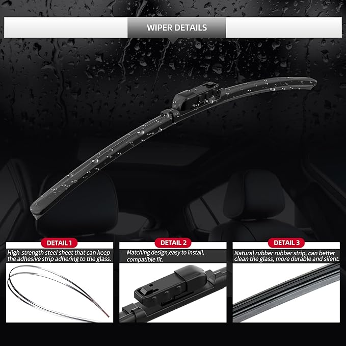 Front Windshield Wipers, 2-Piece Set for BMW Z4 28i 30i 35i M40i 2019 2020 2021 2022 2023 - Automotive Replacement Front Wiper Blades for Car Window