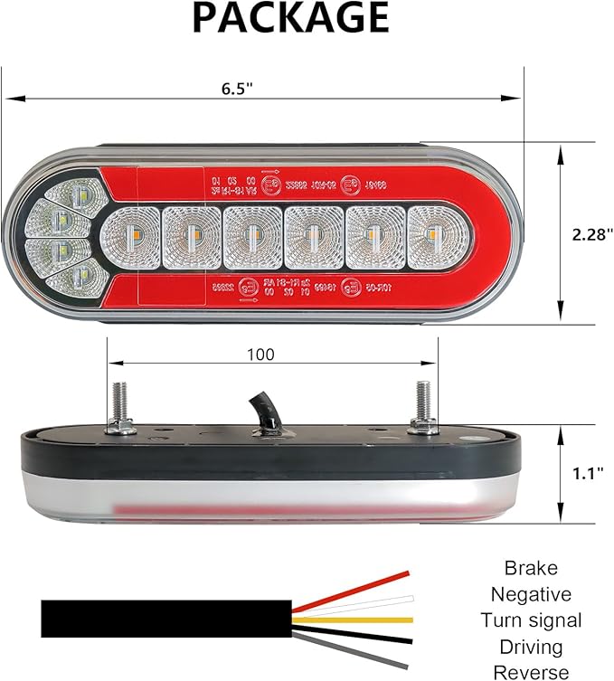 Agrieyes 6 Inch Oval LED Trailer Lights, Submersible Boat Trailer Light, with Brake, Turning Signal, Reverse Light, Backup Light, DOT Compliant