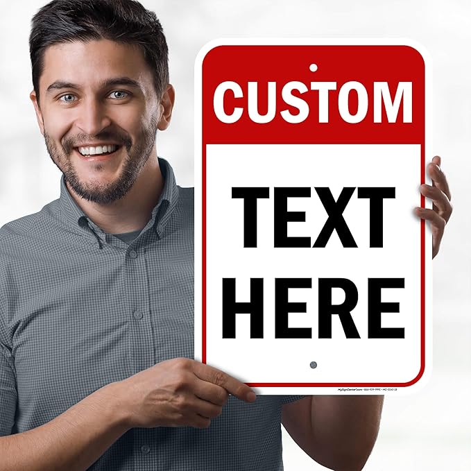 Custom Sign, Custom Sign for Business, Indoor/Outdoor use. 12x18 Inches, Rust Free .063 Aluminum, Fade Resistant, Made in USA by My Sign Center (Header)