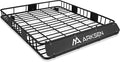 ARKSEN 64 x 50 x 6 Inch Universal Extra Wide 150LB Heavy Duty Roof Rack Cargo with Extension Car Top Luggage Holder Carrier Basket for SUV, Truck, & Car Steel Construction