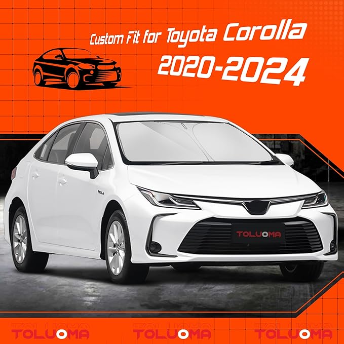 Custom Fit Windshield Sun Shade for Toyota Corolla 2020-2024 2025- Full Coverage, 210T Reflective Fabric, Double-Layer Design - Blocks 99% UV Rays, Keeps Car Cool, Easy to Install and Store