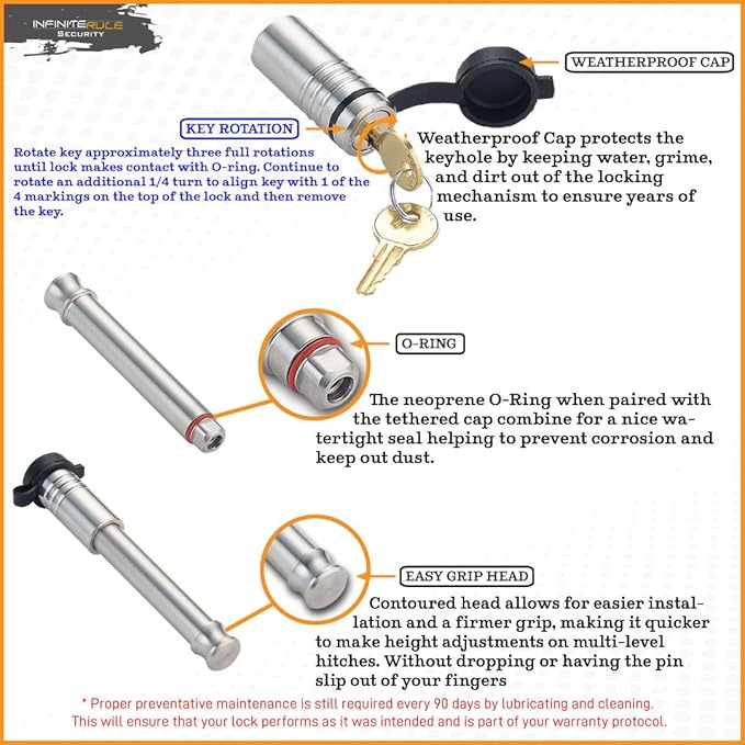 61572 | 2 Pack, Keyed Alike, Receiver Locks for 2" and 2.5" Receiver Class III, IV, V and Gen-Y Hitch Mega Duty 10K LB & 16K LB
