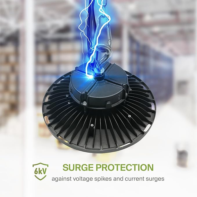 ASD LED High Bay UFO Light Fixture, Commercial Shop Lighting | 3CCT, Dimmable, IP69K Waterproof, DLC Premium, UL Listed | 500W 69700LM 3000-5000K 100-277V | Warehouse, Garage, Workshop Lamp | Black