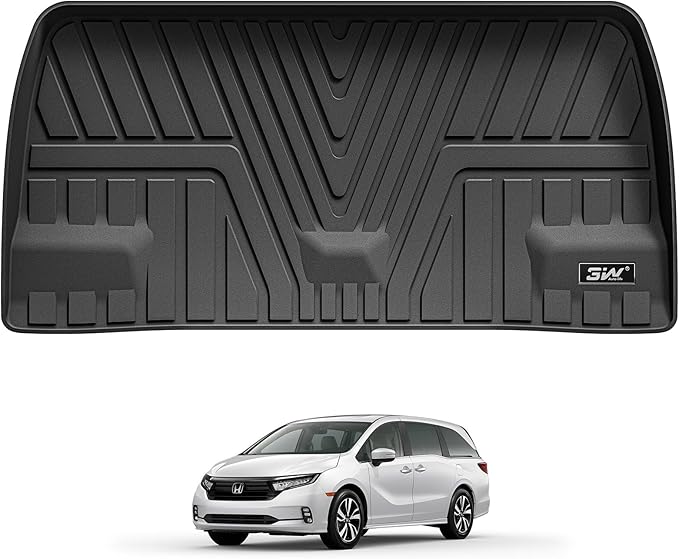 3W Cargo Liner Fit for Honda Odyssey 2025 2024 2023 2022 2021 2020 2019 2018 Custom Fit Trunk Liner Mini Passenger Van, All Weather Use Heavy Duty Trunk Mat Black