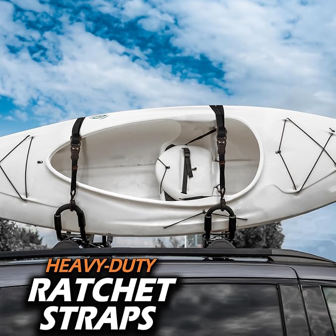 TitanPro Heavy Duty Ratchet Straps 4-Pack - 2,200lb Break Strength, 1" x 15' Rachet Tie Downs with Padded Handles - Heavy Duty, Truck, Motorcycle, Moving Straps (Black)