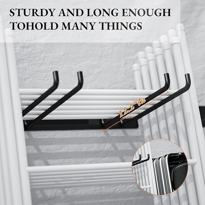 Garage Storage Organization Wall Mount, Heavy Duty Folding Chair Storage, Garden Tool Hanger for Patio, Beach & Camping Chairs Organizer Hooks, Holds 240 lbs - 2 Pack