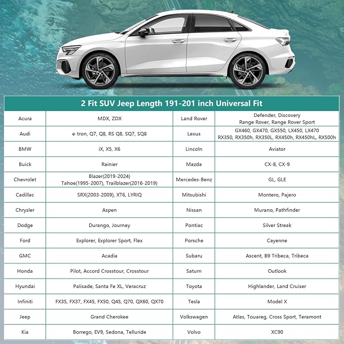 16 Layers Heavy Duty SUV Car Cover Waterproof All Weather, Universal Fit Ford Explorer, Toyota Highlander, Kia Telluride, Hyundai Palisade, Honda Pilot, Dodge Durango, GMC Acadia etc.