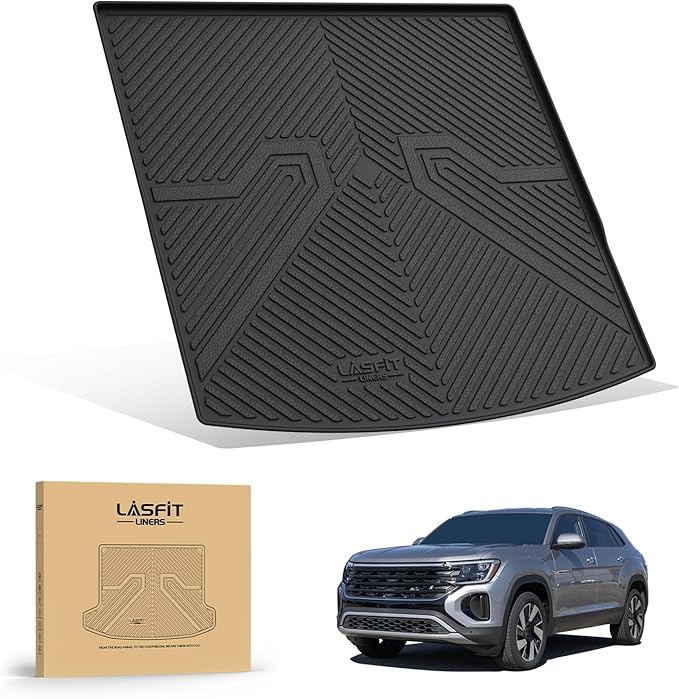 LASFIT Cargo Mat for Volkswagen Atlas Cross Sport 2020-2025, Custom Fit All-Weather TPE Rubber Trunk Mat for VW Accessories, Waterproof, Easy to Clean, Black