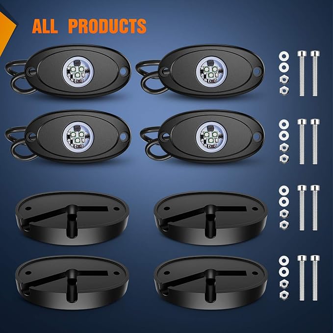 Nilight LED Rock Light 4PCS Underglow Wheel Well Pods Waterproof Exterior Underbody Roof Rack Side Lamps for Car Truck Pickups ATV UTV SUV Motorcycle Boat, Blue Color