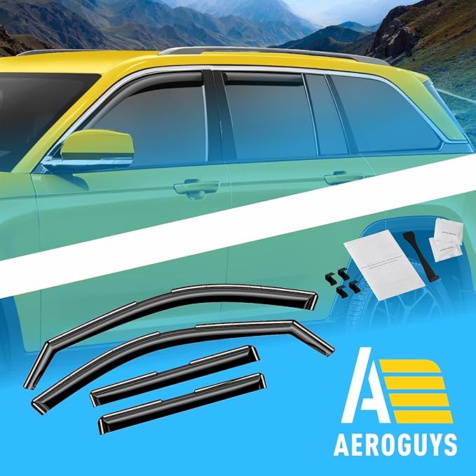 Extra Durable Window Deflectors in-Channel Window Visors Rain Guards Fit for Jeep Grand Cherokee 2022-2025, Sun Visors, Wind Vent for Shades, Exterior Car Accessories - 4pcs. AG0844