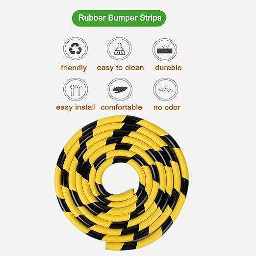 Heavy-Duty Wall & Corner Guards – 5M Self-Adhesive NBR Rubber Protection with Yellow/Black Stripes for Parking Columns & Garage Safety