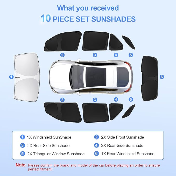 10pcs Car Window Shades for Mercedes Benz GLE 350 450 2020-2024,Windshield Side Rear Full Sunshade,Sun Visor UV Blocking, Privacy Protection and Blackout for Camping Outdoor
