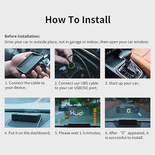 Heads up Display for Cars,HUD,Head up Display for Car,Car Speedometer Display,Automatic Brightness Adjustment,Speeding Alert,USB Cable Plug & Play