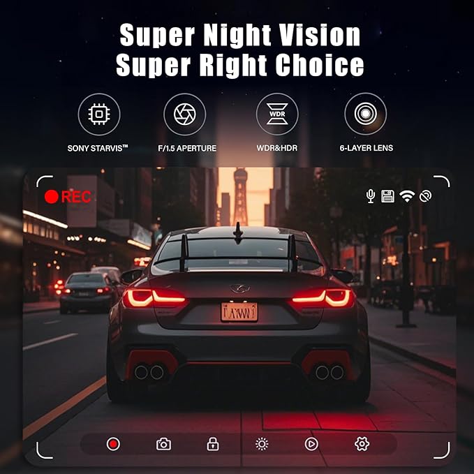 K03 On-Dash Cameras - Front and Rear Dash Cam for Cars, 4K Dual DashCam, Wireless Dash Camera with HDR Night Vision, GPS, Voice Control, Remote Live View - Best Rated Car Camera 2024