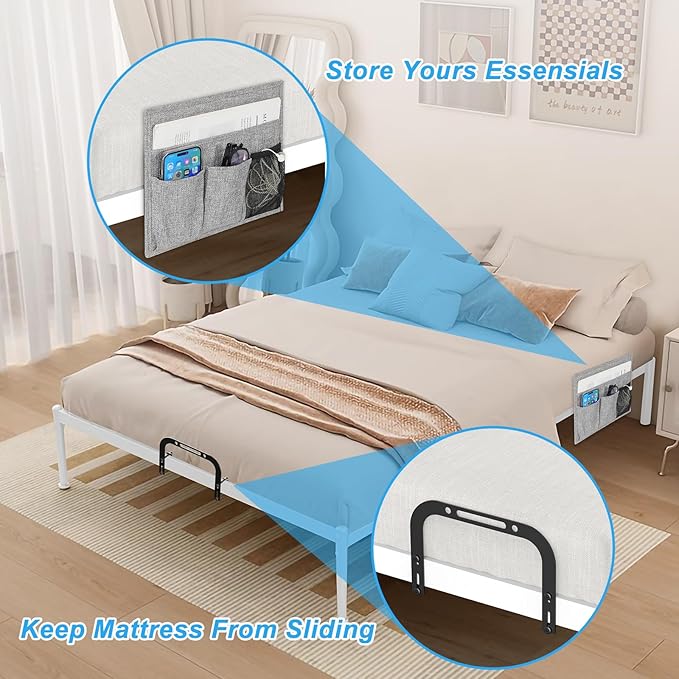 Mattress Slide Stopper, YUOROS Non Slip Mattress Gripper for Metal Bed Frame, Holder Retainer Bar to Keep Mattresses Topper from Sliding