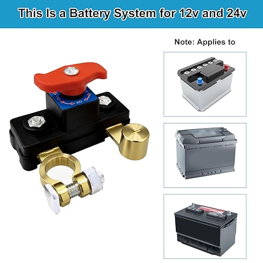 Car Battery Power Cut-Off Switch Breaker, Pure Copper Stable Transmission High Conductivity Disconnect Smart Battery Disconnect Switch for Car Truck Boat Rv Supplies