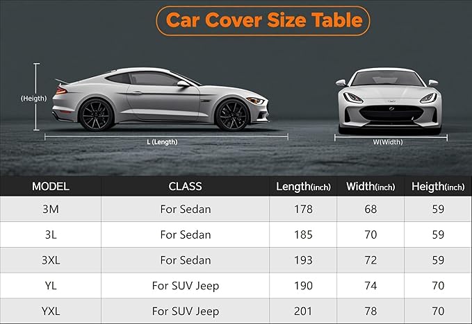 Kayme Heavy Duty Car Cover Waterproof All Weather, Full Exterior Covers Sun Rain UV Protection. Universal Fit Chevrolet Corvette, Acura TSX ILX, Porsche 911, BMW 3 4 Series, Lexus is 250 300 Etc.