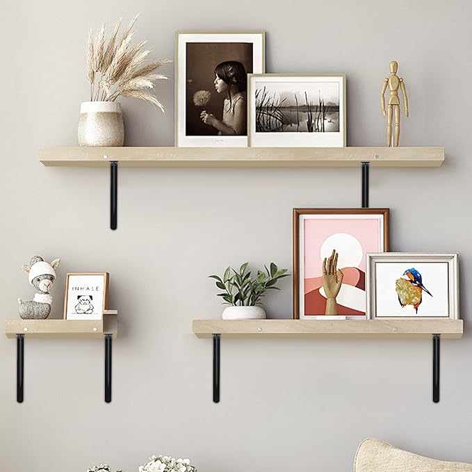 8 Pack L18 x H 12" Black Heavy Duty Shelf Brackets with Screws Metal Shelf Brackets Shelf Support Angle Brackets for Shelves L Brackets Heavy Duty Floating Shelf