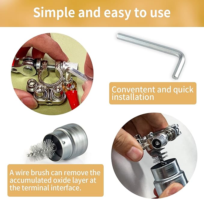 SINGARO Car Battery Terminal Connector, 4 Way Positive and Negative Pole Quick Release Terminal Clip, Applicable to SAE/JIS A Type Terminal Post, Compatible with Cars, Trucks and More（Sliver-A）