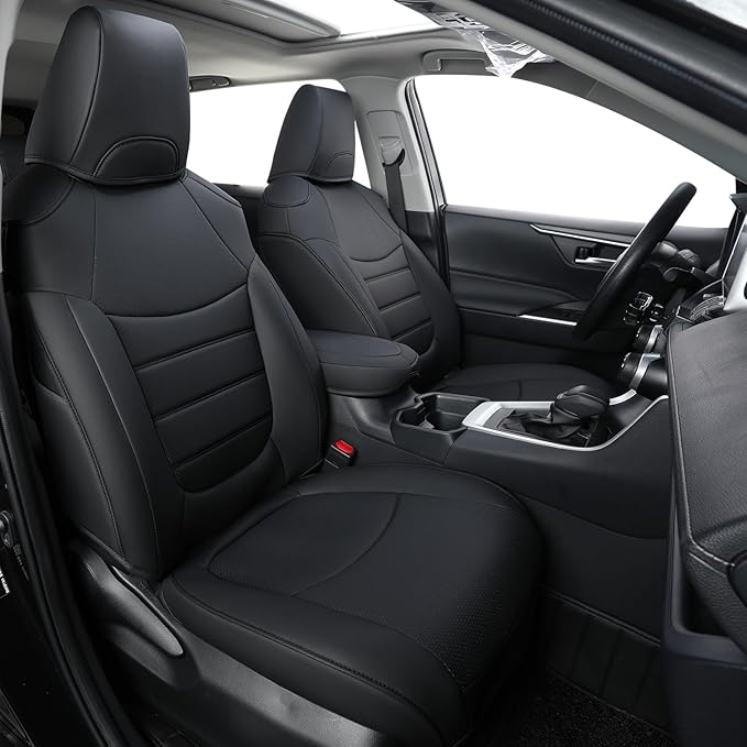 RISINGSTAR Rav4 Seat Covers, fit 2019-2025 Toyota Rav4 XLE LE XLE Premium Limited Base SUV, not for Adventure and TRD-Off(Black)