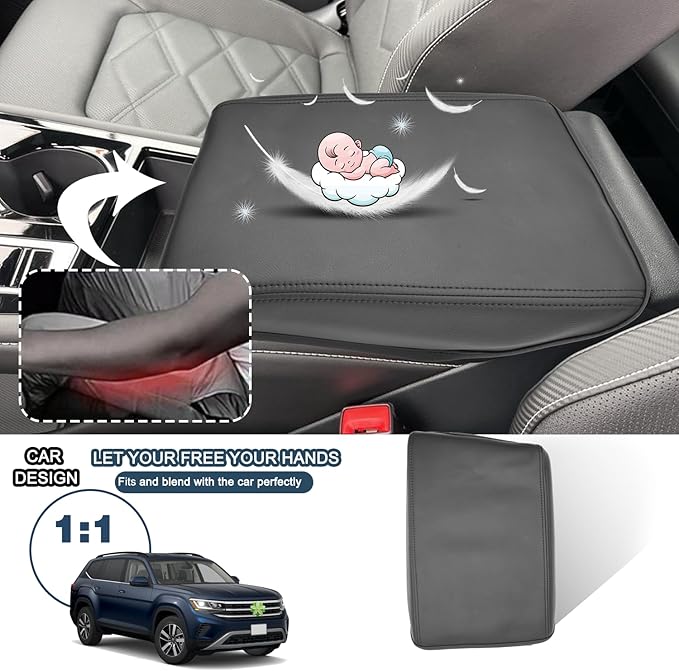 2024 Atlas Cross Sport Armrest Cover for Volkswagen Atlas 2025 Accessories Center Console Cover 2024 Atlas Armrest Cover Protector Compatible with 2024 2025 VW Volkswagen Atlas Cross Sport/SE/SEL