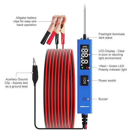 OBDResource Test Light Automotive, Power Circuit Probe Tester, 12V - 24V Car Fuse Tester with Test Light & LCD Display, Automotive Short Circuit Located and Component Activated, Overload Protection
