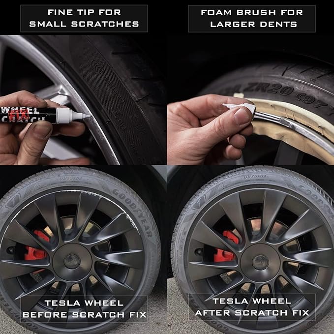 Gloss Black Rim Touch Up Paint Kit, Car Wheel Scratch Repair Kit, Wheel Touch Up Paint Pen, curb rim repair kit, curb rash repair Kit, Universal Rim Alloy Gloss Black Wheel Paint (Gloss Black)