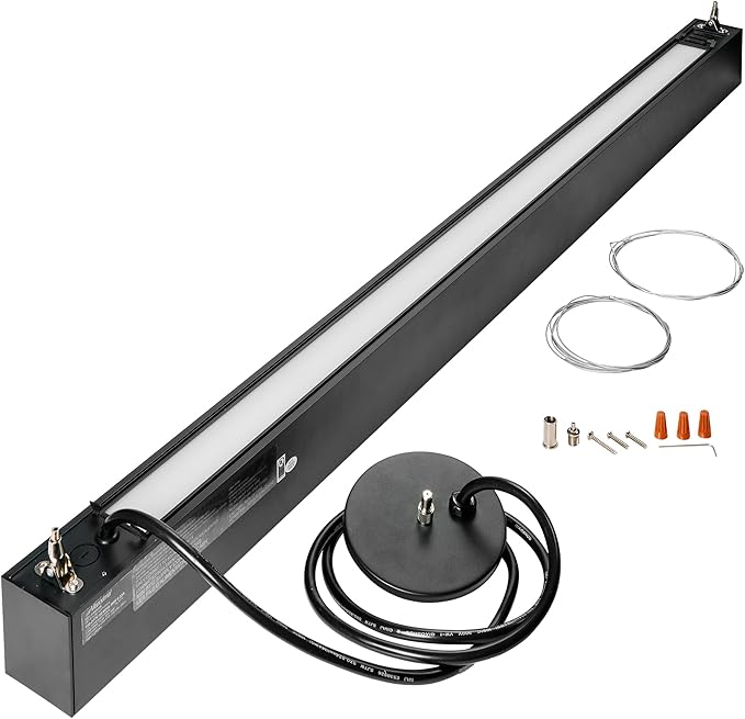Maxxima 4 ft. LED Black Linear Light, Up and Down Adjustable Light Output, 3 CCT 3500K/4000K/5000K, Commercial and Residential 36W Suspension Pendant, Ideal for Office, Home, Shop, Garage, School