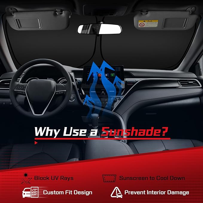 ARISMOTOR Windshield Sun Shade for Ni-ssan Armada 2017-2024, Custom Fit Foldable Front Window Sunshade Sun Visor Protector, Block UV Rays Keep Your Car Cooler