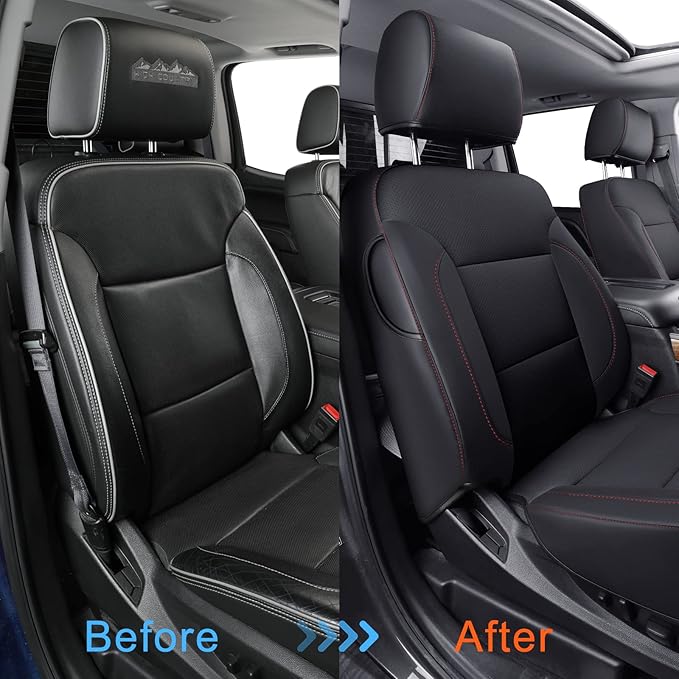 LUCKYMAN CLUB Custom Fit Seat Covers for 2014-2018 Chevy Silverado Sierra 1500 Crew Cab, 2015-2019 Silverado Sierra 2500 3500 Crew Cab (Black&Red)