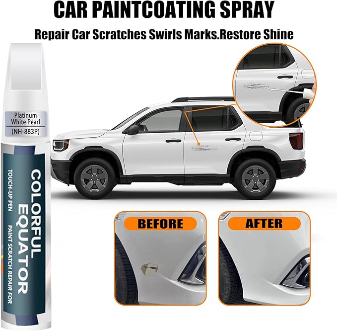 Platinum White Pearl(NH-883P) Touch Up Paint Compatible with Honda, Car Paint Pen Scratch Repair Two-In-One Touch Up Paint, Premium Car Scratch Remover for Deep Scratches