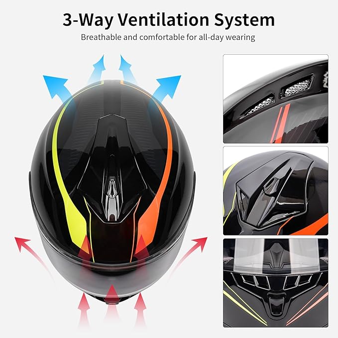 Full Face FreedConn Motorcycle Helmet Bluetooth 5.0 Integrated 2 Way Intercom DOT FMVSS-218 Rated Motorbike Helmet Communication with Dual Visor MP3 for Men Women New EPS