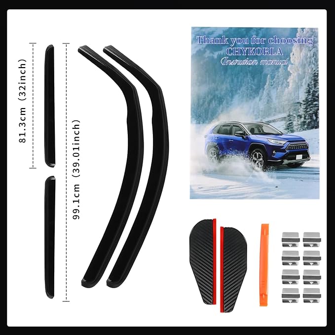 4PCS in Channel Rain Guards for Toyota Tundra Crew Max 2007 2008 2009 2010 2011 2012 2013 2014 2015 2016 2017 2018 2019 2020 2021, Vent Window Visors Shades, Durable Wind Deflectors
