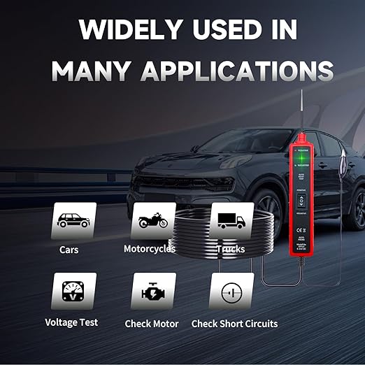 Automotive Car Circuit Tester 12V 24V DC Power Probe Tester with Overload Protection 12V Short Circuit Finder with Test Light for Continuity Testing Grounding Checking