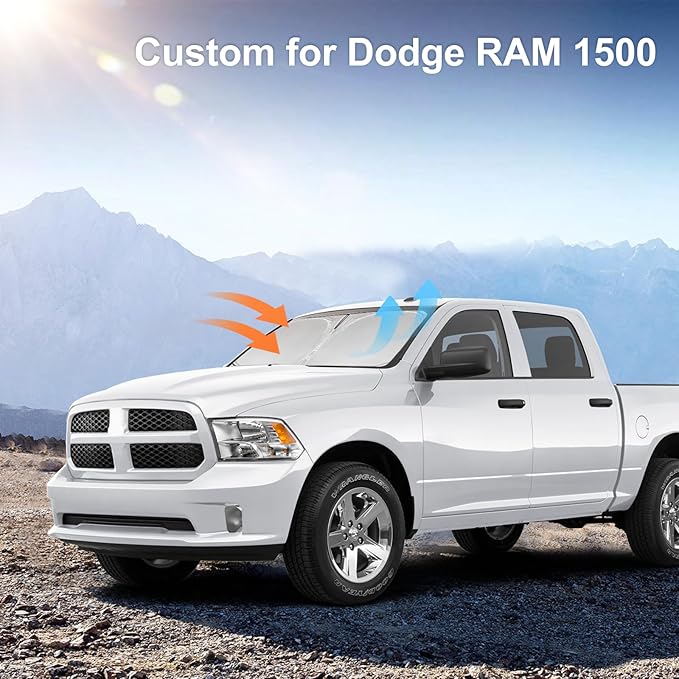 for Dodge RAM 1500 Sun Shade Sunshade Windshield Cover - 4 Layers Front Window Shade for or 2019-2024 2025 RAM 1500 2Dr RegularCab 4Dr QuadCab CrewCab MegaCab Pickup Sun Visor Car Accessories