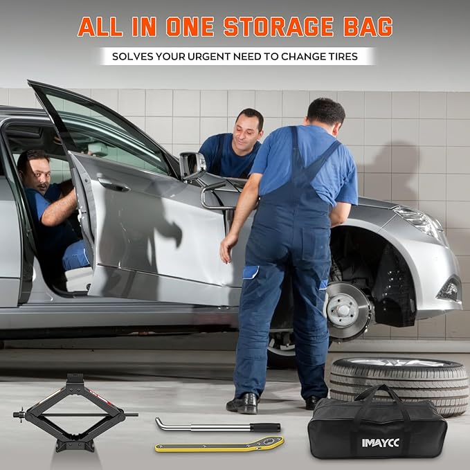 New Version Car Jack Kit Scissor Jack for Car 2 Ton Spare Tire Changing Kit,Portable Tire Jack Repair Kit with Lug Wrench,Car Lifting Jack for Auto/SUV/MPV