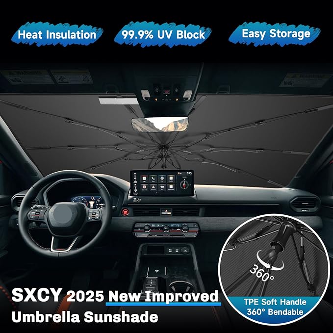 SXCY for 2019-2026 Honda Passport Windshield Umbrella Sunshade [Easier Foldable] for 2026 Honda Passport Accessories 2026 Passport Sunshade Umbrella for 2025 Passport Windshield Sun Shade Umbrella