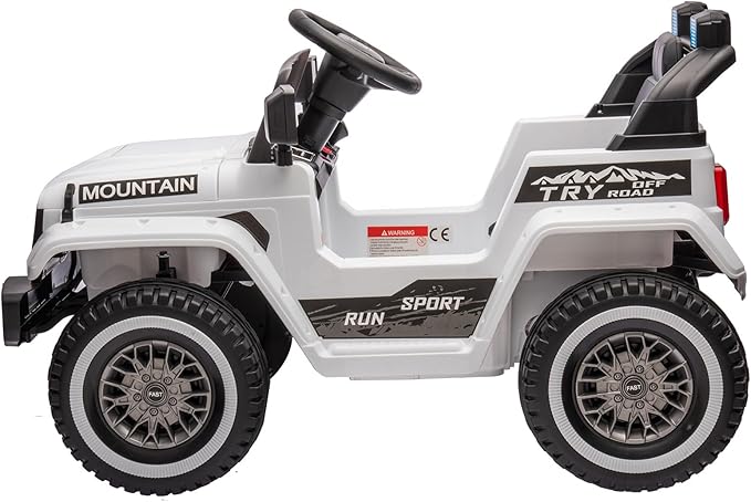 Hetoy 12V Kids Ride On Truck Car, Battery Powered Electric Car w/Parent Remote Control, Spring Suspension, 3 Speeds, Horn, Music & Story, Kids 4 Wheeler Electric Vehicle Toy, White