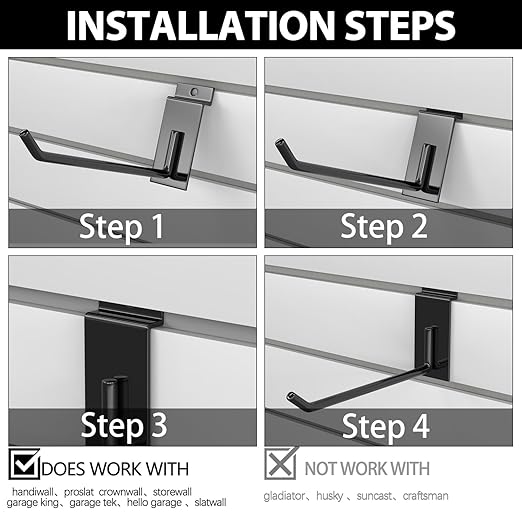 3-H Slatwall Accessories 30 Pack, 6 Inch Slatwall Hooks & Hangers, Heavy Duty Slat Wall Hanging Hooks, Proslat Accessories for Shop Retail Display