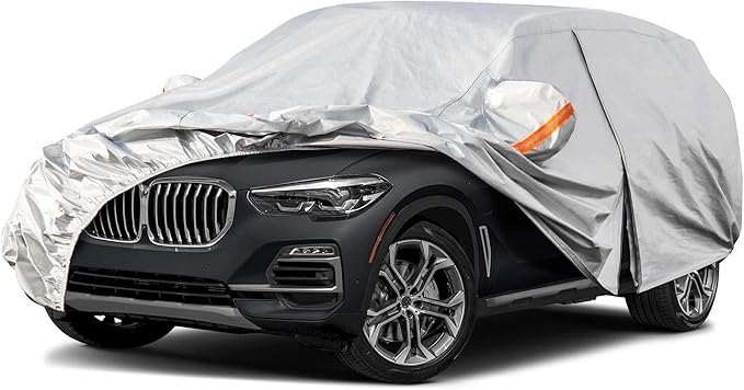 Kayme 6 Layers SUV Car Cover Custom Fit for BMW X5 (2007-2025) Waterproof All Weather for Automobiles, Outdoor Full Cover Rain Sun UV Protection.Silver