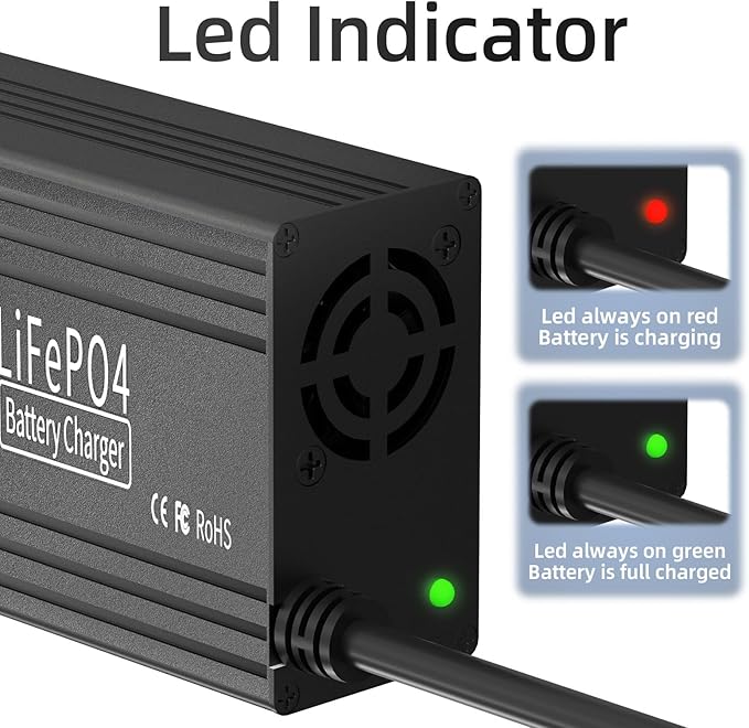 12V 20A Lithium Battery Charger, 14.6V LiFePO4 Battery Charger AC-DC Fast and Smart Charger with Anderson Connector Led Indicator for Lithium LiFePO4 Deep Cycle Batteries of Home, Boat, RV