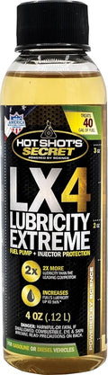 Hot Shot's Secret LX4 Lubricity Extreme – Fuel System Protection – Lubricates and Protects Fuel Pump and Injectors – Prevents Wear and Damage – For Gasoline or Diesel Engines – 4 Oz