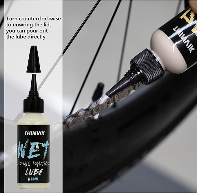 Thinvik Bike Lube and Cleaner Set with 500ml Chain Cleaner, 60ml Wet/Dry Lubricant and 4 Brush Tools for Cleaning Chains, Chainrings, Freewheel/Cassette