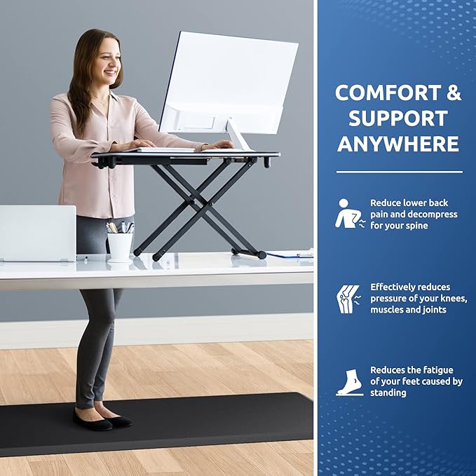 KitchenClouds Kitchen Mat Cushioned Anti Fatigue Rug 17.3"x60" Waterproof Non Slip Standing Desk Mat Comfort Floor Mats for House Sink Office (Black)