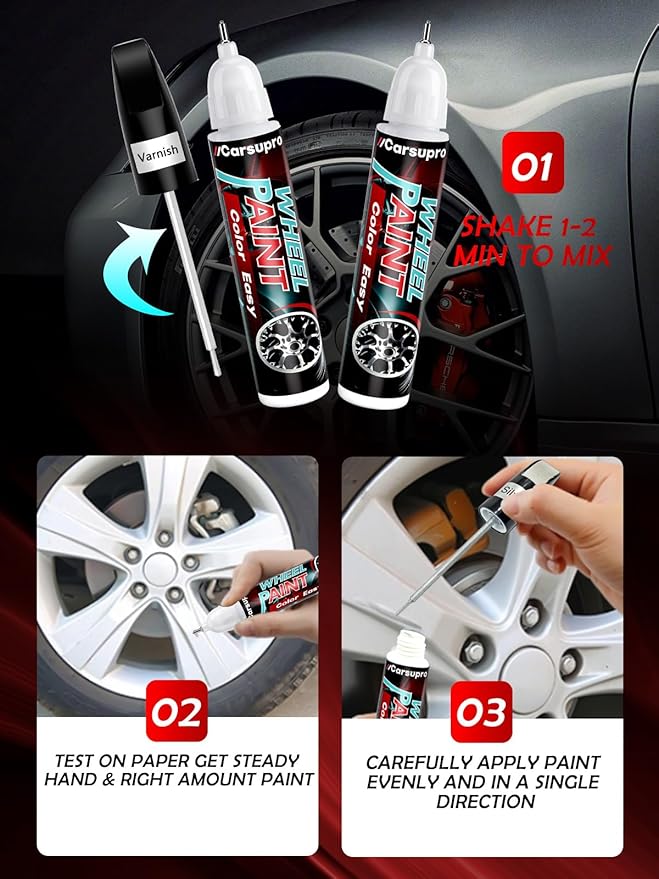 Silver wheel Touch Up Paint. Wheel Scratch Repair Pen. Car Rim Paint Pen Quick And Easy Fix Rim Scratches,Rim Paint For Car Wheel Repair