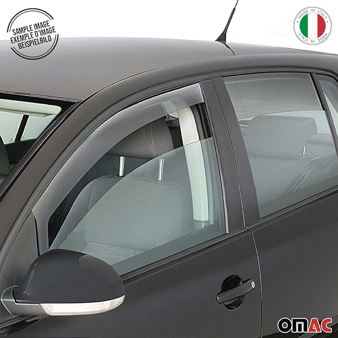 OMAC Window Visor Vent Rain Guard Deflector for Honda Civic 1996-2000 Sedan Smoke 2X
