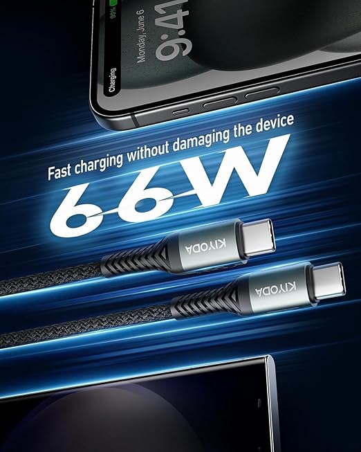 USB C to USB C Cable Coiled 3FT 2Pack, Braided Type C Charger for Car 66W Fast Charging Cord Compatible with iPhone 16 15, iPad, Samsung Galaxy, Google Pixel, Moto, LG, TCL Phones